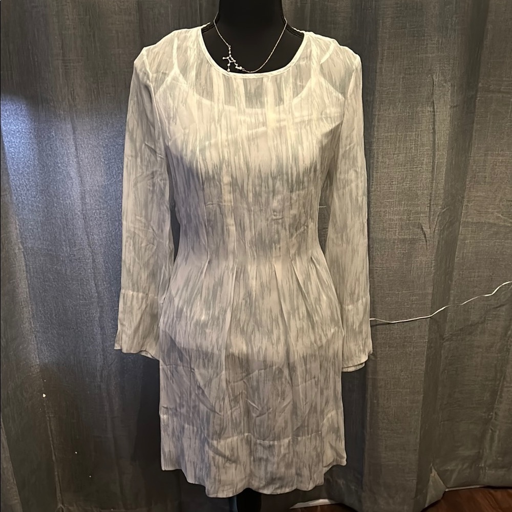Club Monaco White Sheath Dress with Bishop Sleeves